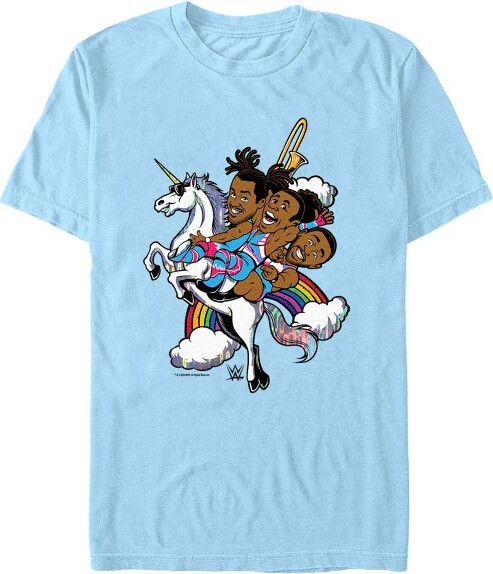 WWE Men'sWWENewDayUnicornAnimatedT-Shirt-LightBlue-XLarge