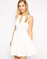 Thumbnail for your product : ASOS Sleeveless Skater Dress in Structured Rib with V Neck