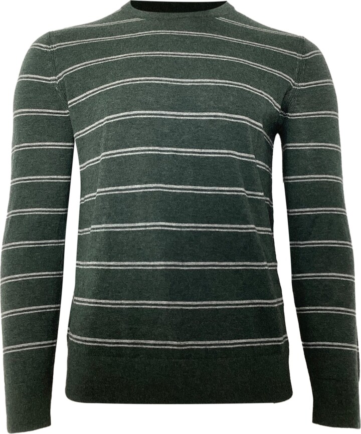 Theory Riland Crewneck Sweater in Green Wool