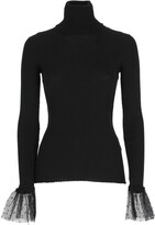 Lace-Cuffs Roll-Neck Knitted Jumper 