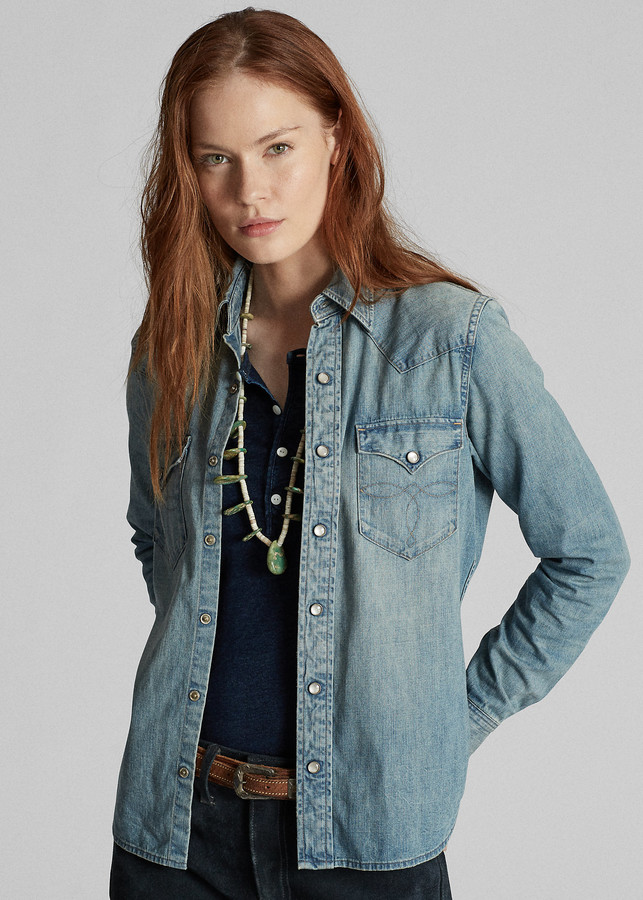 Womens Washed Denim Shirt Ralph Lauren | Shop the world's largest  collection of fashion | ShopStyle
