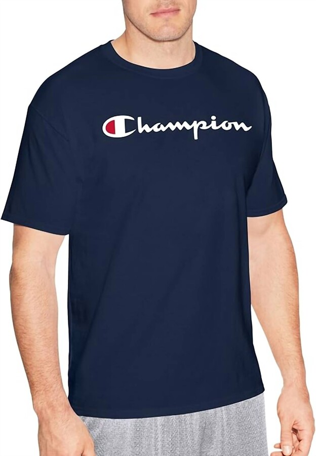 Champion Classic Graphic Script Tee In Blue