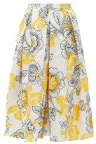 Thumbnail for your product : Erdem Ina Floral Fil-coupe Cotton-blend Skirt - Yellow White