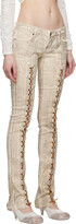 Thumbnail for your product : GUESS USA Tan Laced Flared Trousers