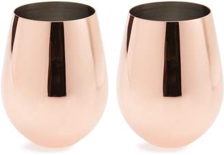 Viski Set of 2 Stemless Copper Wine Glasses