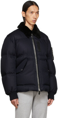 Burberry Navy Down Shearling Collar Jacket