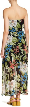 Bobeau Tropical Print Strapless Maxi Dress (Petite)