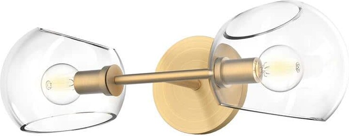 ALORA MOOD Willow 17-in 2 Light 60-Watt Brushed Gold/Clear Glass Vanity Light