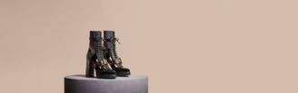 Burberry Leather and Snakeskin Cut-out Platform Boots