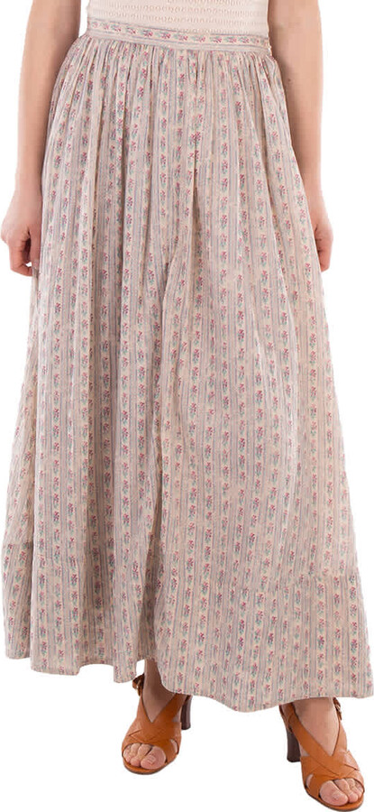 Floral Cotton A-Line Skirt