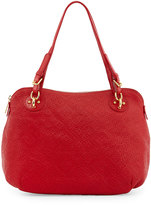 Thumbnail for your product : Eric Javits Zimba Woven-Pattern Leather Satchel, Red