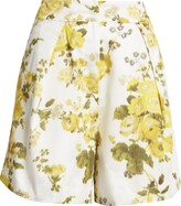 Floral Print Tailored Cotton Poplin Shorts