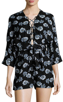 Thumbnail for your product : Lucca Couture 3/4 Sleeve Lace Up Romper