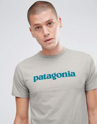 Patagonia Slim Fit T-Shirt With Text Logo In Grey