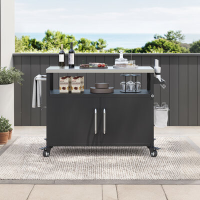 SANDILOOP 54.5-Inch Outdoor Kitchen Island With Stainless Steel Countertop