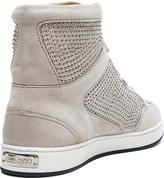 Thumbnail for your product : Jimmy Choo Tokyo High Top Suede Trainers in Silver