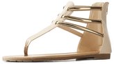 Thumbnail for your product : Charlotte Russe Gold-Trim T-Strap Sandals