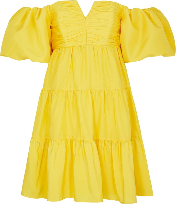 Rebecca Vallance Izzy Yellow Silk-satin Mini Dress - ShopStyle