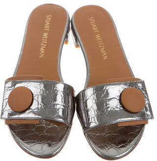 Stuart Weitzman Metallic Slide Sandals