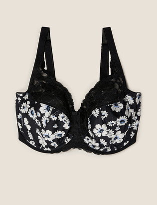 Marks & Spencer floral embroidered non padded full cup bra 32E 