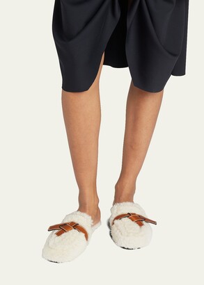 【LOEWE】GATE FLAT MULES Loewe GATE FLAT MULES, Low Heel Leather Warm Desert Women's
