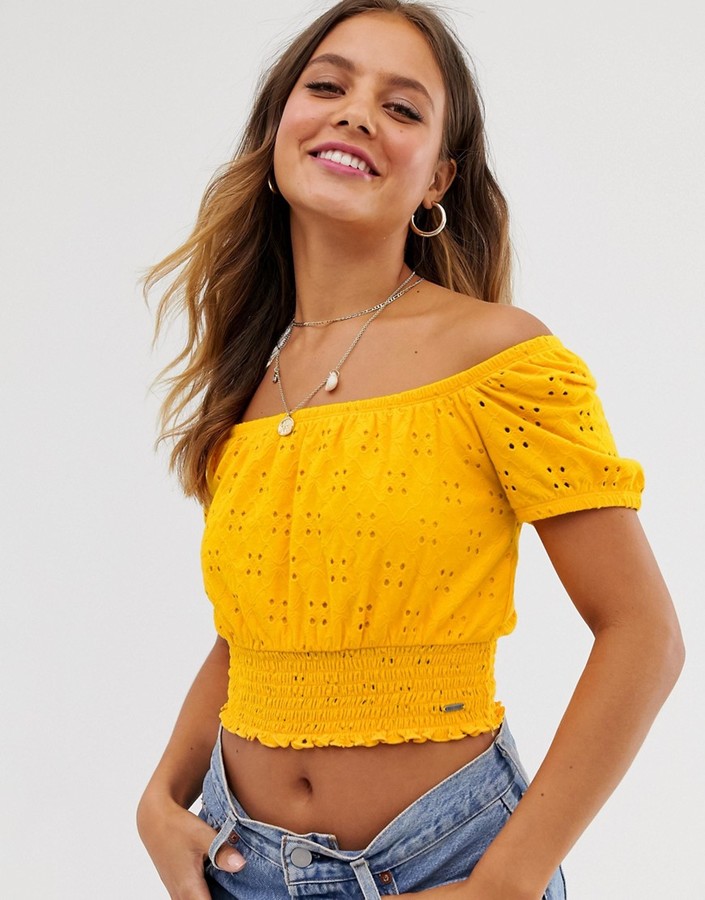 hollister yellow crop top