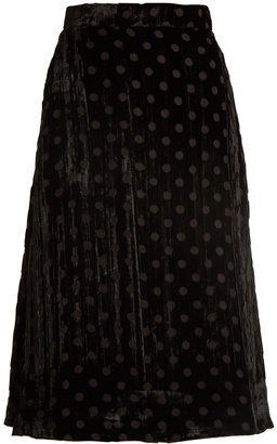 House of Holland A-line polka-dot velvet skirt