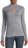 Thumbnail for your product : Frame Mock-Neck Keyhole Long-Sleeve Silk Top