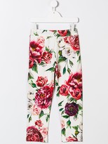 Thumbnail for your product : Dolce & Gabbana Children Peony Print Trousers
