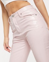 Thumbnail for your product : ASOS DESIGN super high rise 'sassy' cigarette jeans in pink vinyl