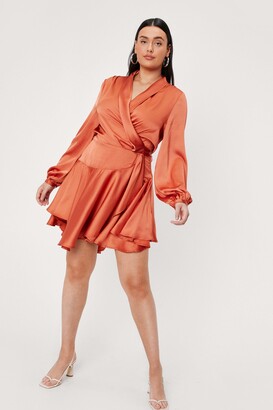 Nasty Gal Womens Plus Size Satin Flowy Wrap Dress - Orange - 24 - ShopStyle