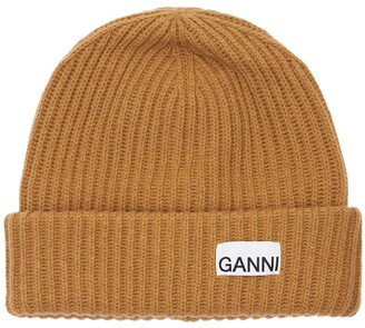 Ganni Recycled Wool Blend Knit Beanie