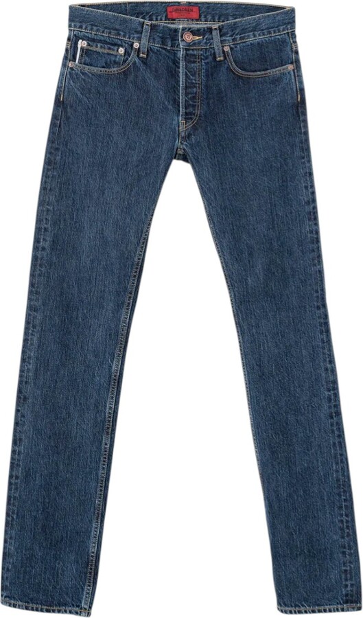 Din & Deen Blue Slim Fit Denim Selvedge Washed Red Jeans Katana Collection