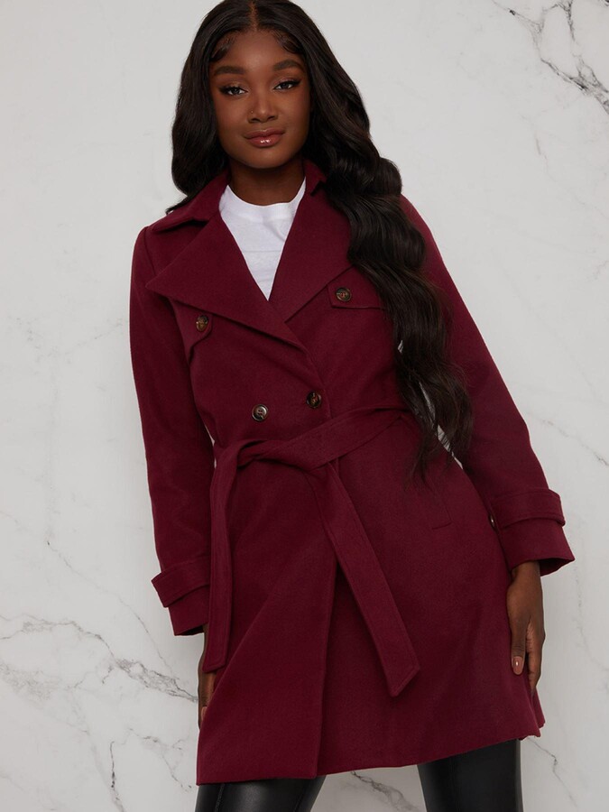 purple double breasted coat