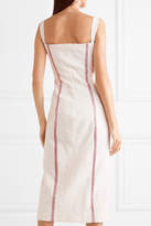 Thumbnail for your product : Brock Collection Deon Striped Linen Midi Dress - Ivory