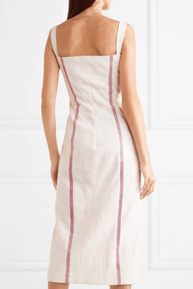 Brock Collection Deon Striped Linen Midi Dress - Ivory