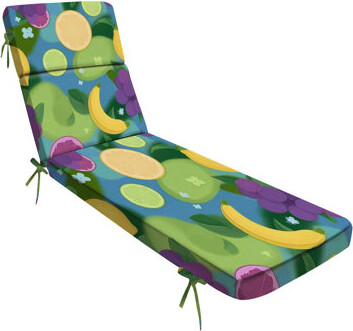 Outdoor Indoor 3'' Lounge Patio Cushion fruits bananas grapes apples lime Water-Resistant Chaise Lounge Cushion for Chair Patio Furniture Seat Cushio