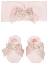Thumbnail for your product : La Perla Diamanté Bow Slippers and Headband Set