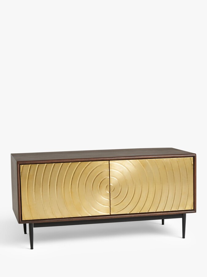 John Lewis + Swoon Gilbert TV Stand for TVs up to 40, Gold/Natural