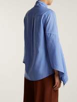 Thumbnail for your product : Palmer Harding Draped Sleeve Cotton Pussy Bow Shirt - Womens - Blue