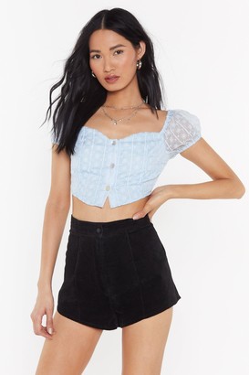 Nasty Gal Womens Flowers Never Bend Embroidered Floral Crop Top - Blue - 4, Blue