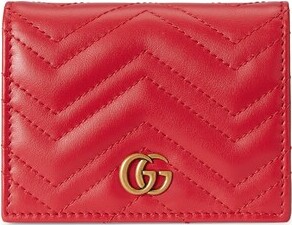 GG Marmont matelassé card case wallet in red leather
