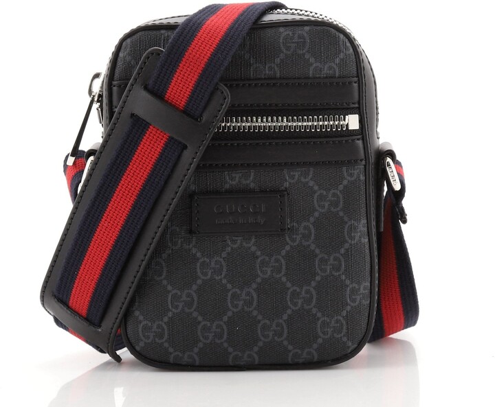Gucci Web Strap Front Zip Messenger Bag GG Coated Canvas Mini - ShopStyle