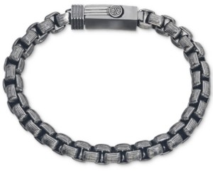 Esquire Men's Jewelry Esquire Men's Jewelry Antique-Look Rounded Box-Link Bracelet in Gunmetal Ip over Stainless Steel, Created for