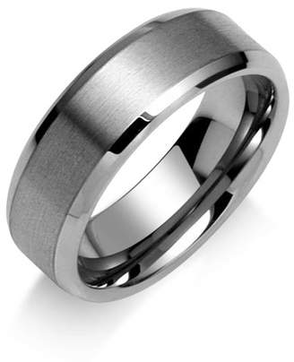 Bling Jewelry Brushed Matte Center Unisex Tungsten Ring 8mm