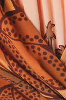 Thumbnail for your product : Johanna Ortiz Sociedades Antiguas Printed Silk Crepe De Chine Midi Wrap Dress - Orange