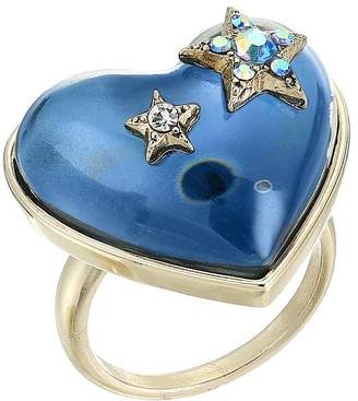 Betsey Johnson Blue and Gold Heart Mood Ring Ring