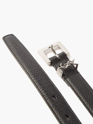 Saint Laurent loop Grained-leather Belt - Black