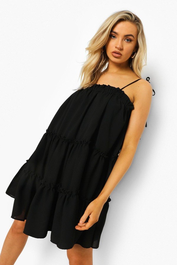 boohoo Strappy Ruffle Tiered Smock Dress - ShopStyle