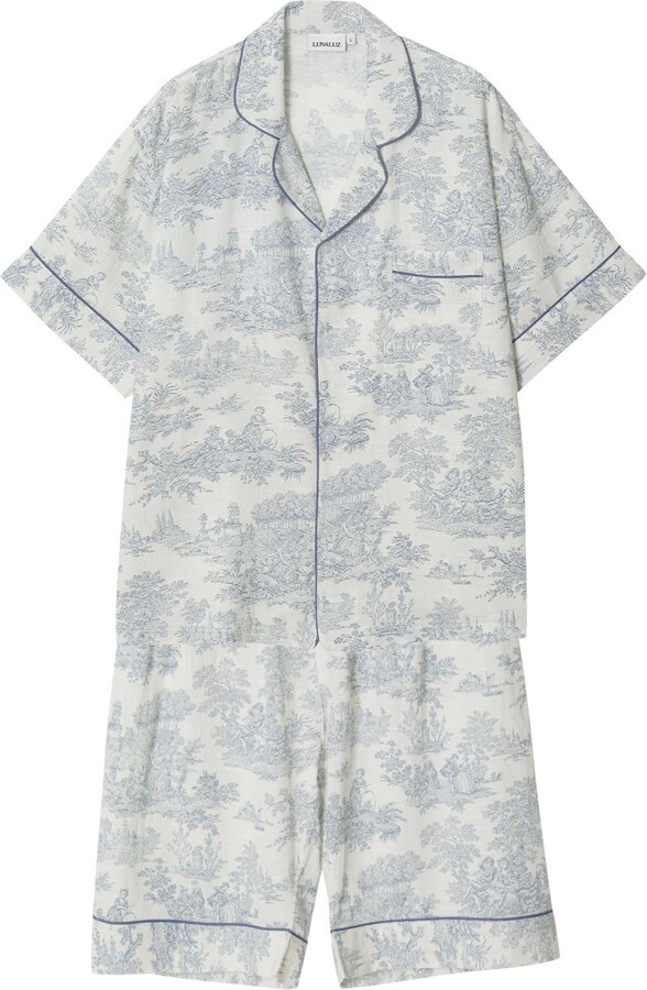 Luna Luz Blue Men’s Elise Rayon-Cotton Short Sleeve Pajama Set
